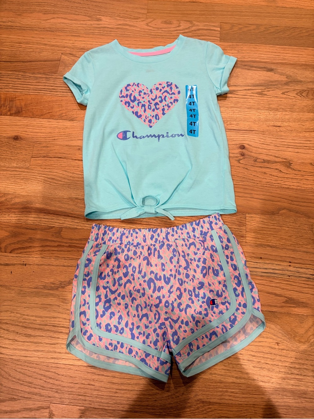 Champion little girl shorts and tee outfit, never worn